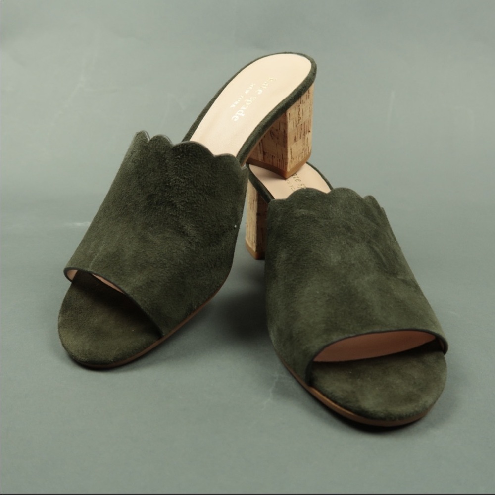 Kate Spade Olive Green Suede Mules Shoes